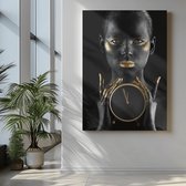 Peinture sur toile - Portrait de femme - Grijs - 60x40x2 cm