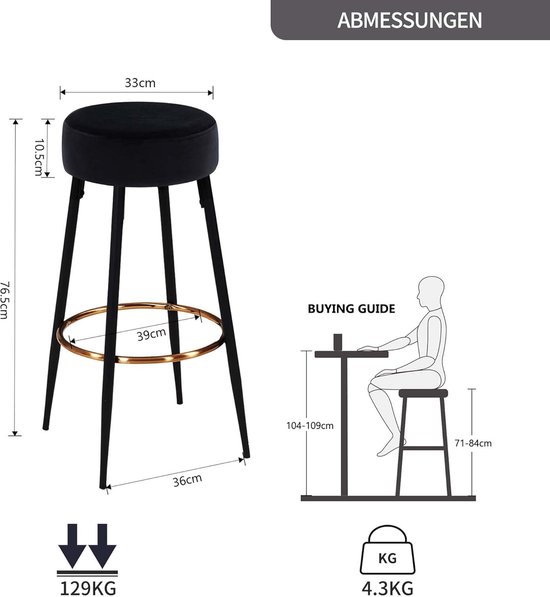 WAZUBC Barkrukhoezen, stretch fluwelen stof, barkrukken