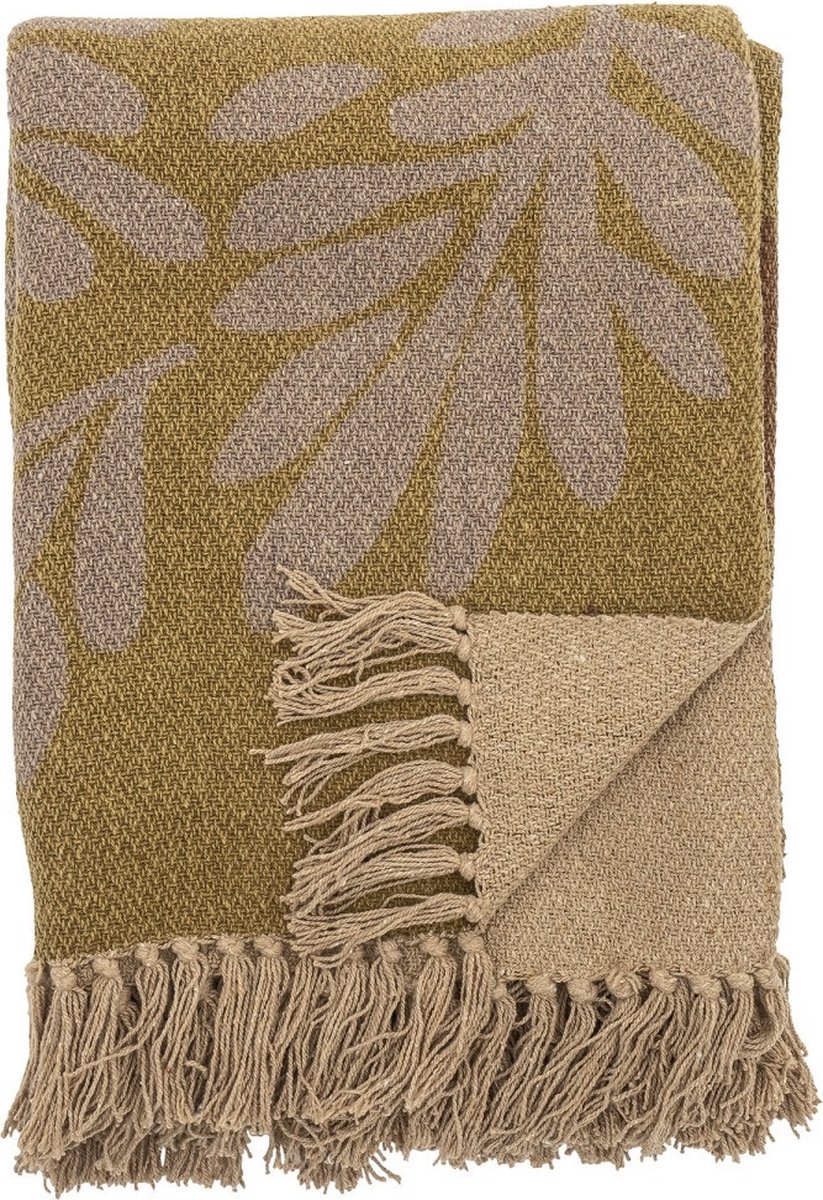 Plaid Lark geel met bruin - 160x130cm - gerecycled katoen