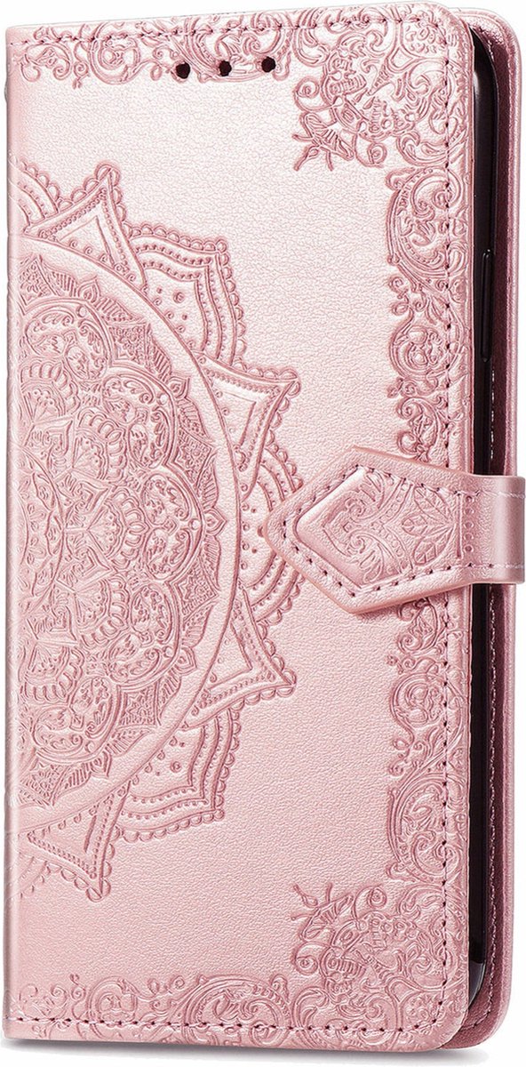 Mobigear Telefoonhoesje geschikt voor Samsung Galaxy A16 Hoesje | Mobigear Mandala Bookcase Portemonnee | Pasjeshouder voor 3 Pasjes | Telefoonhoesje voor Pinpas / OV Kaart / Rijbewijs - Roségoud