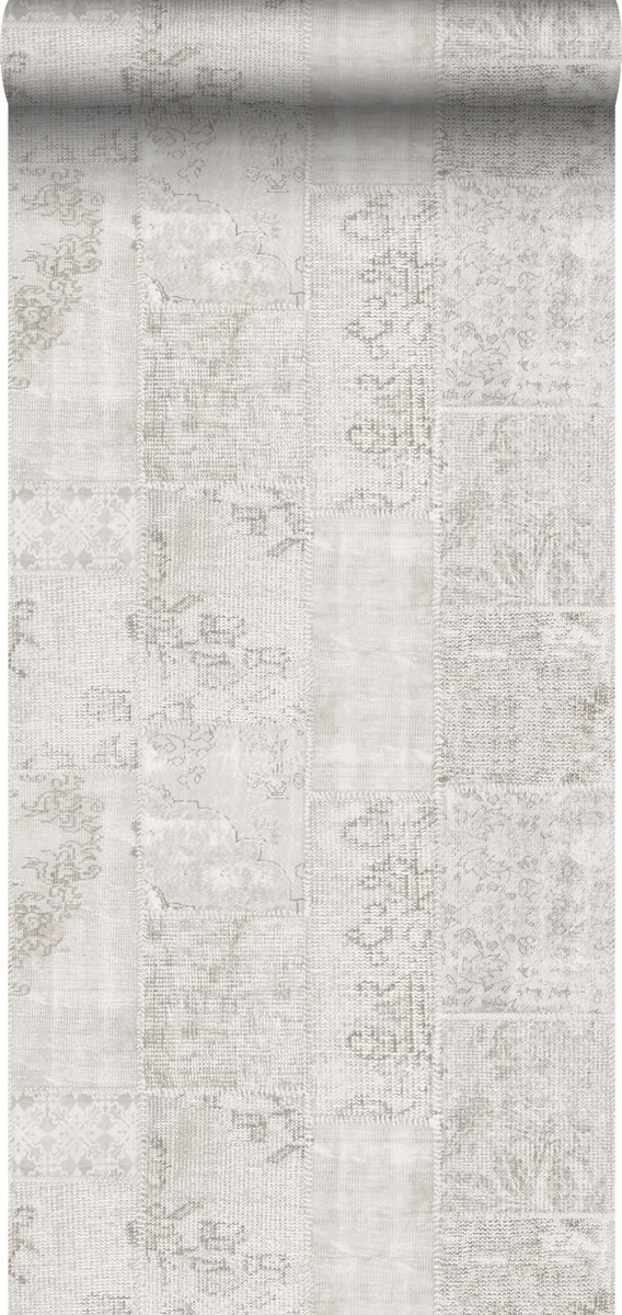 Sanders & Sanders behang kelim patchwork lichtgrijs - 53 cm x 10.05 m - 935263