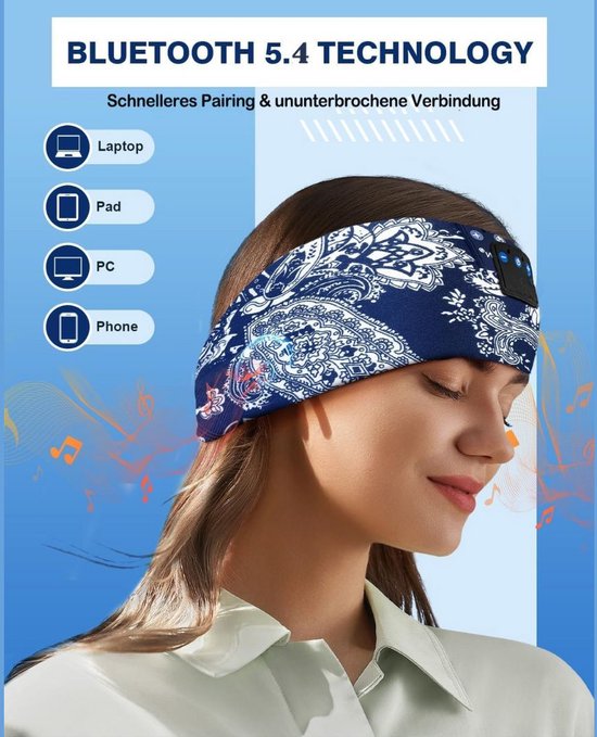 Masque de sommeil Equivera Bluetooth - Écouteurs de sommeil - Masque de sommeil Bluetooth - Masque de sommeil pour les yeux - Masque de sommeil avec Enceintes - Écouteurs de sommeil - Bandeau - Masque de sommeil - Pour une bonne nuit de sommeil !
