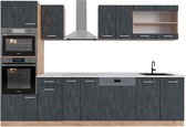 Meuble de cuisine complet Vicco R- Line – 300 cm WB Marbre Béton Zwart /chêne doré WB Marbre