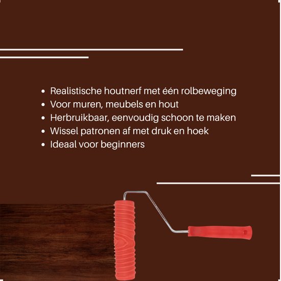 Roller à structure à grain de bois ZERO 90® - Rouleau peigne à grain de bois - Grain de bois - Grain de Wood - Rouleau à grain de bois - Brosse à grain de bois - Créer du grain de bois dans la Peinture