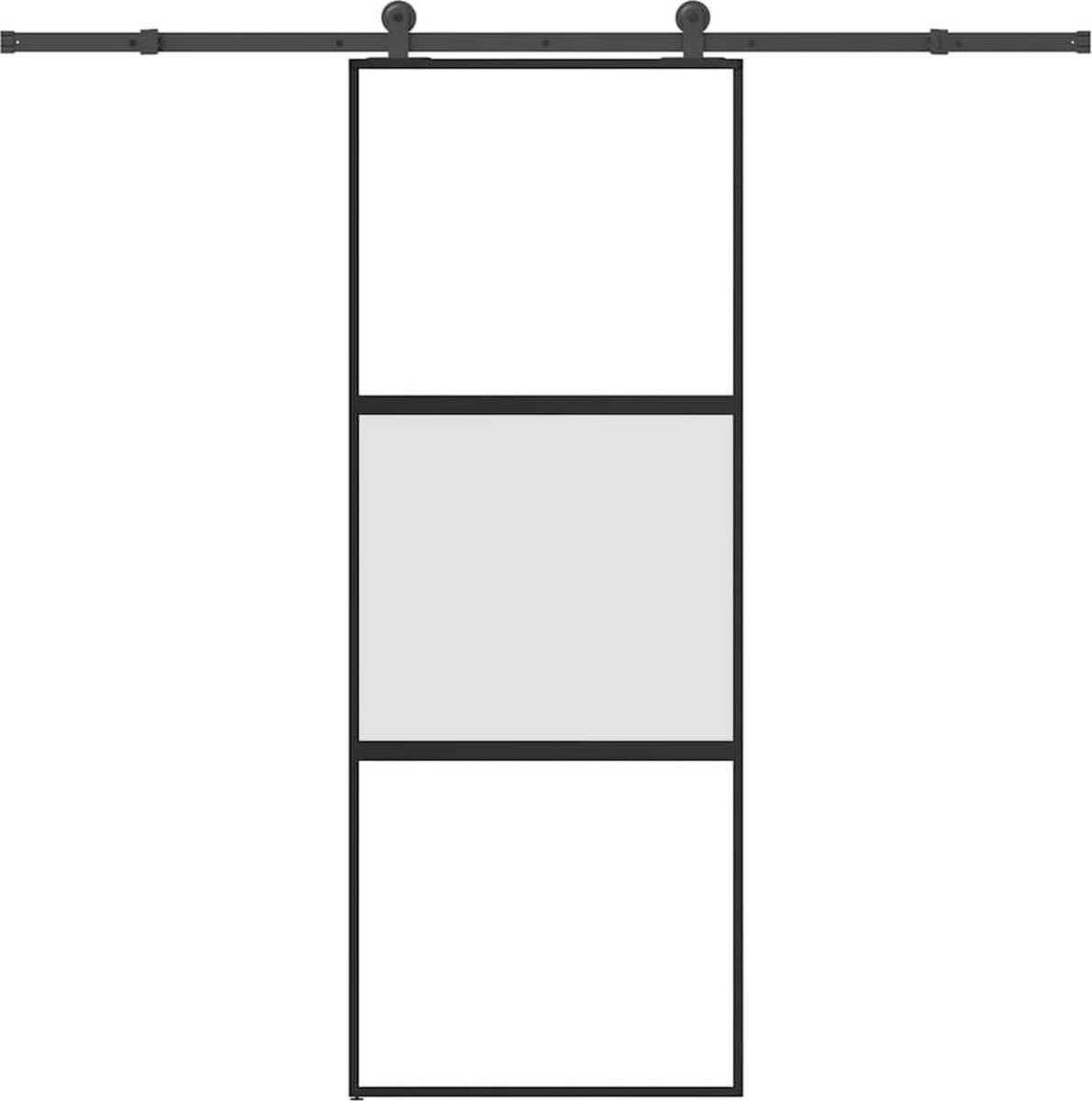 vidaXL - Schuifdeur - met - beslag - 76x205 - cm - gehard - glas - en - aluminium