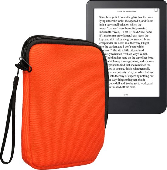 kwmobile canvas e-reader hoesje compatibel met 6" eReader hoes - E reader beschermhoes met rits - Stoffen ereader case in oranje