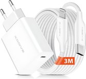 Chargeur rapide USB-C + câble de charge pour iPhone - 3 mètres