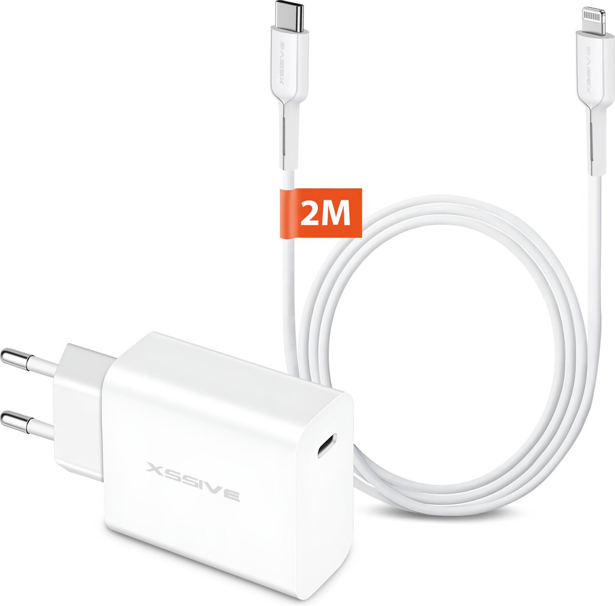 Power Adapter Set - Geschikt voor Apple iPhone 14, 13, 12, 11, iPad - USB C naar Lightning Kabel 2 Meter