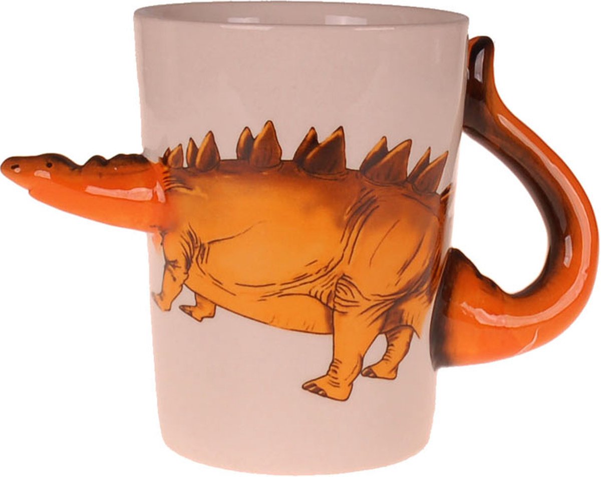 Beker - Dinosaurus Stegosaurus Oranjebruin - Keramiek - 350ml