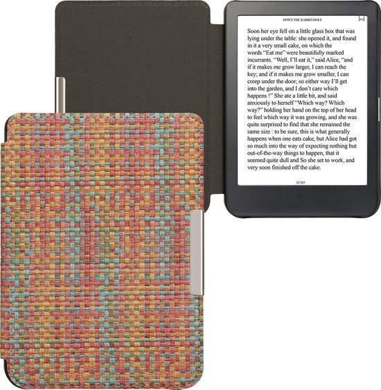 kwmobile ereader hoesje geschikt voor Kobo Clara BW / Colour - Case met magnetische sluiting - Hoes voor e-reader in geel / rood / groen - Kleurrijk weefpatroon design van Merkloos — afbeelding 5