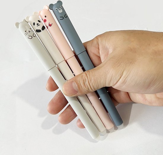 GZGXKJ Uitwisbare Wrijvingspennen 8 Stuks 0,35 mm Schattige Cartoon Dierlijke Frictie Rollerball Pennen voor Studenten Kantoorbenodigdheden