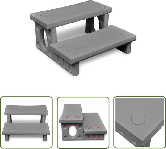 vidaXL Badtrap - Spatrap - Spatrap grijs - Jacuzzi Trap - Zwembadtrappen - Sauna Trappen