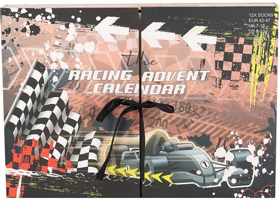 Adventskalender - Heren - Racing - 12-Paar sokken - Multi Color - adventskalender 2024 - adventkalender - adventskalender mannen