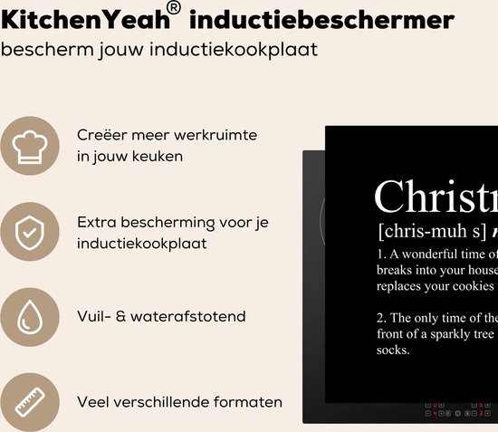 KitchenYeah® Inductie beschermer 70x52 cm - Kerst - Christmas definitie - Spreuken - Quotes - Kookplaataccessoires - Afdekplaat voor kookplaat - Inductiebeschermer - Inductiemat - Inductieplaat mat