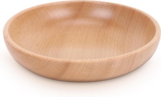Saladekom van hout, snackkom van acaciahout, serveerschaal voor fruitsalade snacks (17,5 x 4 cm) is ideaal voor het serveren van salade en fruit bij de maaltijden