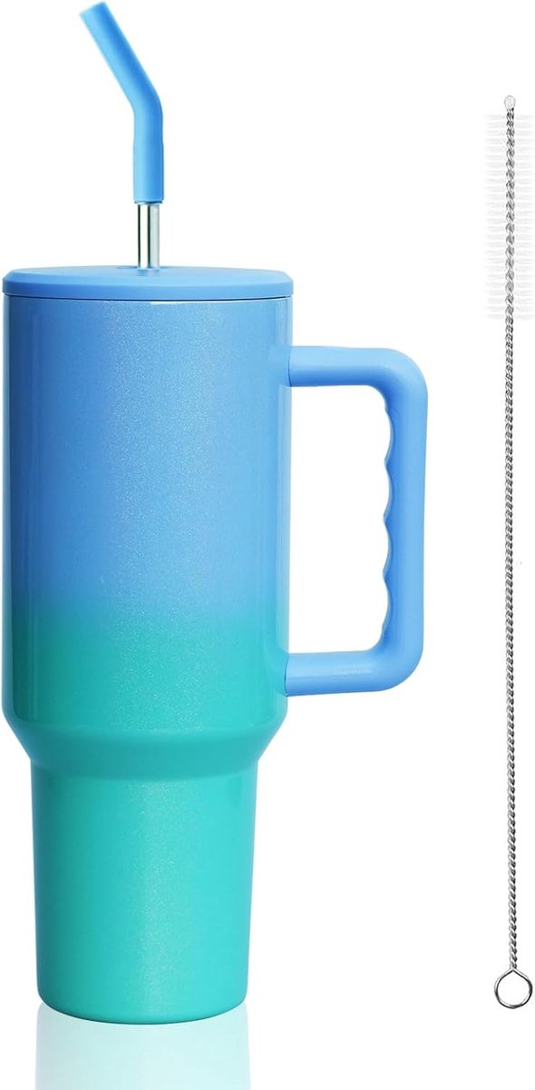 Goedkoopste JGS ® Thermische Reismok met Handvat en Rietje voor Koffie, Thee en Water - 1182 ml Capaciteit