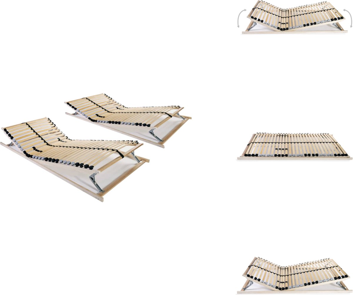 vidaXL Bedbodem - Bedbodems - Lattenbodem - Lattenbodems - Lattenbodems 2 st met 28 latten 7 zones 70x200 cm