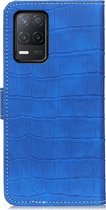 Étui Realme Narzo 30 - Mobigear - Série Croco - Bookcase en similicuir - Blauw - Étui adapté pour Realme Narzo 30