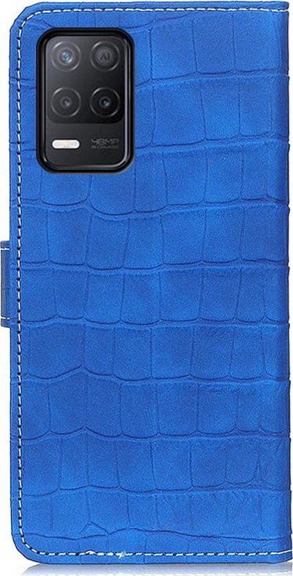 Étui Realme Narzo 30 - Mobigear - Série Croco - Bookcase en similicuir - Blauw - Étui adapté pour Realme Narzo 30