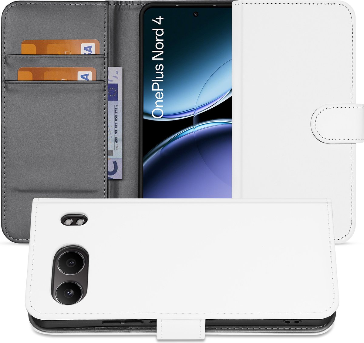 Book Case Telefoonhoesje OnePlus Nord 4 Wit met Pasjeshouder