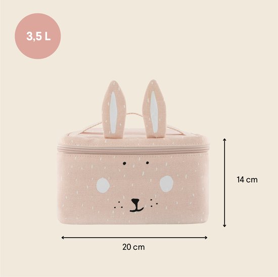Trixie Lunchtas - Mrs. Rabbit - Koeltas voor kinderen - Met naamlabel - Thermische Tas voor Lunch - Roze - Konijn van Trixie — afbeelding 2