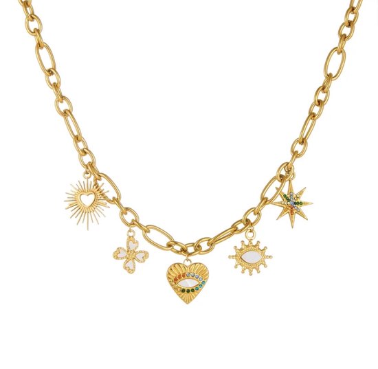 Bedelketting Hartje - kleurtjes - trend - dames - meisjes - cadeautip - stainless steel