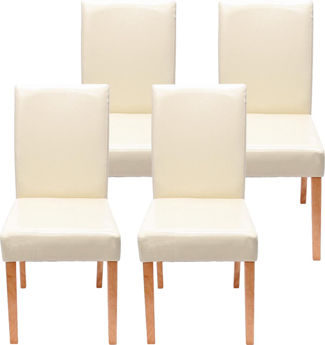 Cosmo Casa Set van 4 Eetkamerstoelen - Keukenstoelen Littau - MVG-gecertificeerd - Kunstleer - Crème - Lichte Poten