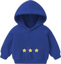 Koningblauw hoodie met drie gele geborduurde sterren op de borst.