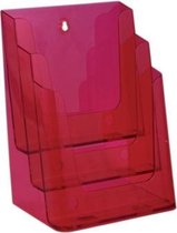 Folderdisplay 3 vaks A4 transparant Neon Roze