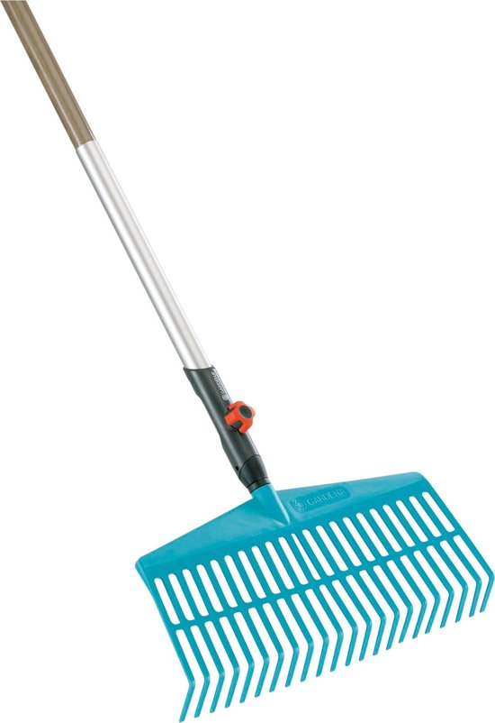 Gardena Combi System hark 22 tanden kunststof lichtgewicht 43 cm met steel 130 cm tuinhark