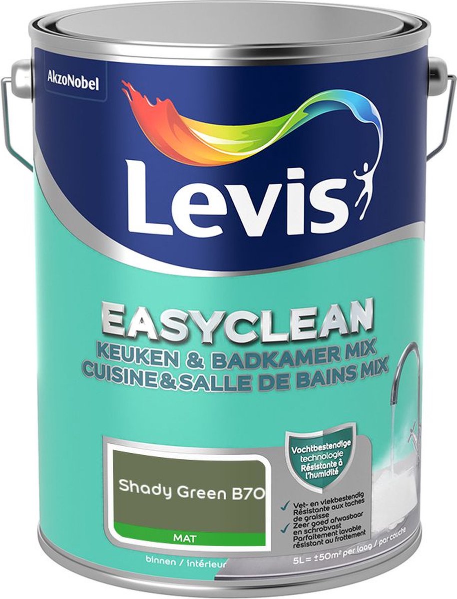 Levis - Easyclean Keuken & Badkamer Mix - Shady Green B70 - Mengverf - 5 L