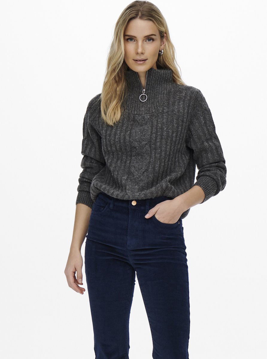 JDY Andrea Zip Cable Sweater Dames - Maat S