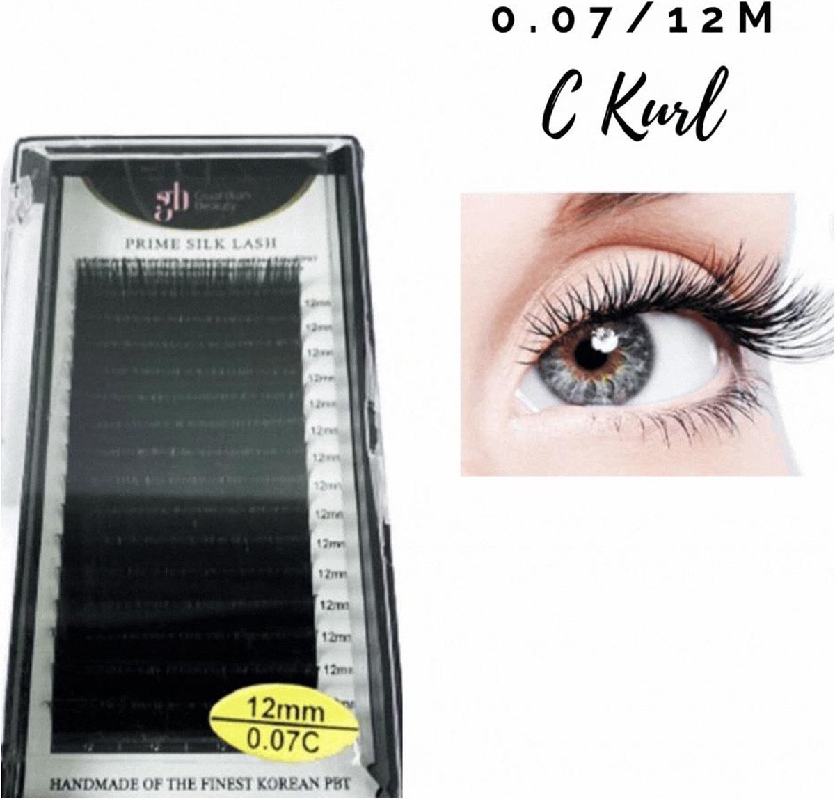 Guardian Beauty Wimpers Extensions - Prime Silk Lashes - 12mm - 0.07 C Krul
