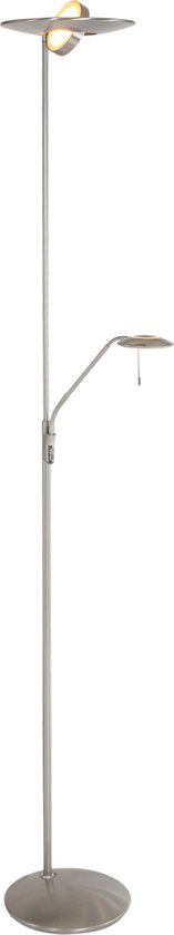 Lampadaire LED avec lampadaire et liseuse Zodiac | 2 lumières | gris / argent | plastique / métal | 185 cm de haut | Socle Ø 28 cm | lampadaire / lampadaire | design contemporain