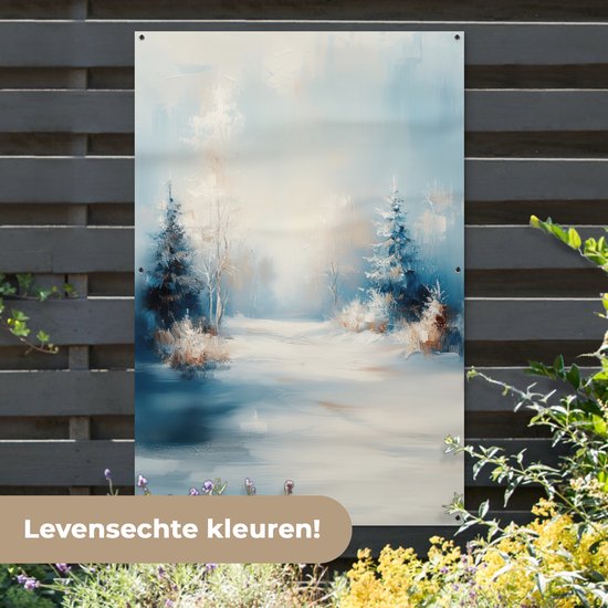 Affiche de jardin 120x180 cm - Décoration de jardin Forêt - Hiver - Nature - Abstrait - Neige - Affiche pour le jardin - Décoration extérieure - Tableau de jardin clôture - Décoration murale sur toile de jardin - Décoration murale sur toile de balcon