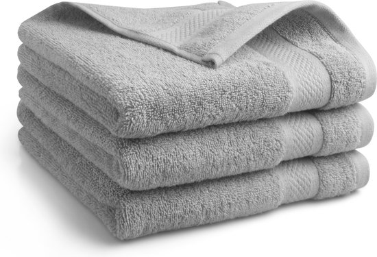 Katoenen handdoek - 3 stuks - 50x100 - kleur licht grijs