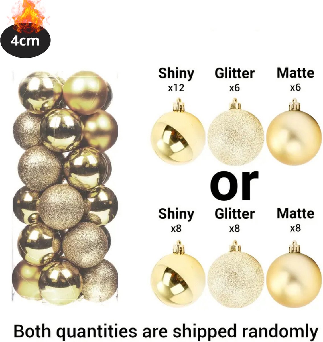 Nivard Kerstballen - Kerstversiering - Plastic - Goud - 4 cm - 24 stuks