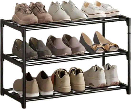 Étagère à chaussures Nivard - Banc à chaussures - Porte - Système de rangement Chaussures pour femmes - Organisateur - 3 niveaux Klein