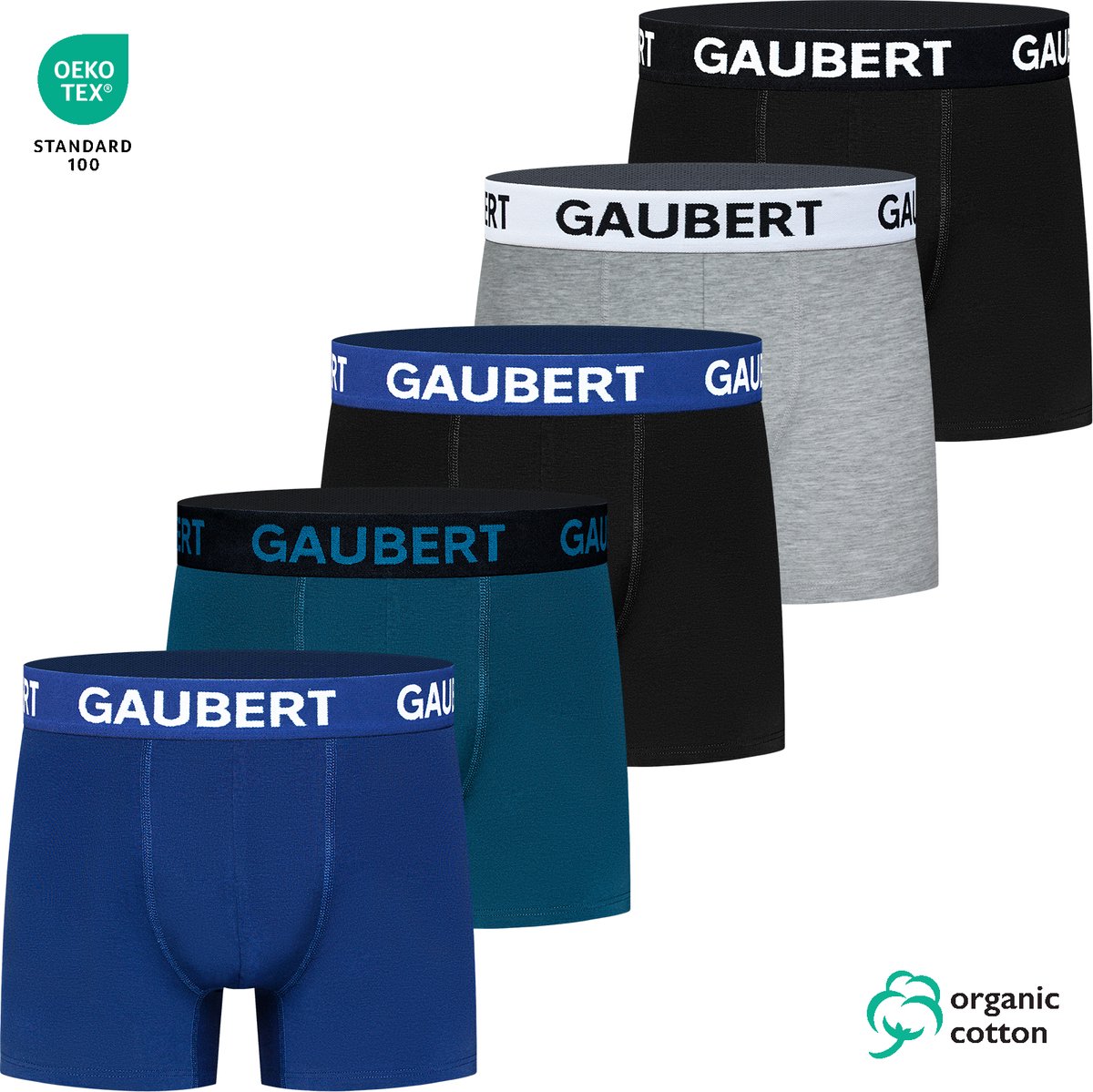 5-pack Heren Premium Katoenen Boxershorts - Effen Multipack - Organisch Maat L GB5-002