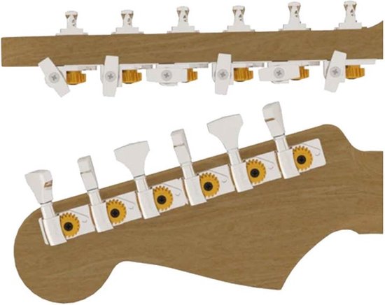 Hipshot Grip-lock Open Gear 6 In-line Staggered Chrome UMP | Reverb - Foto 9