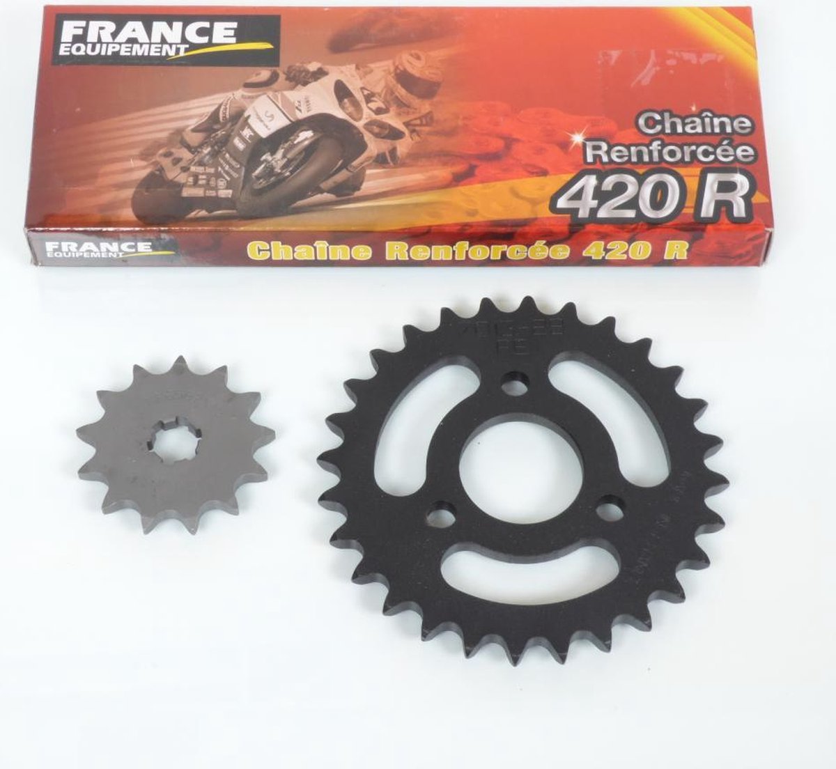 kettingset frankrijk uitrusting voor motor suzuki 50 jr 1983 tot 2008 13x28 niet 420 nieuw