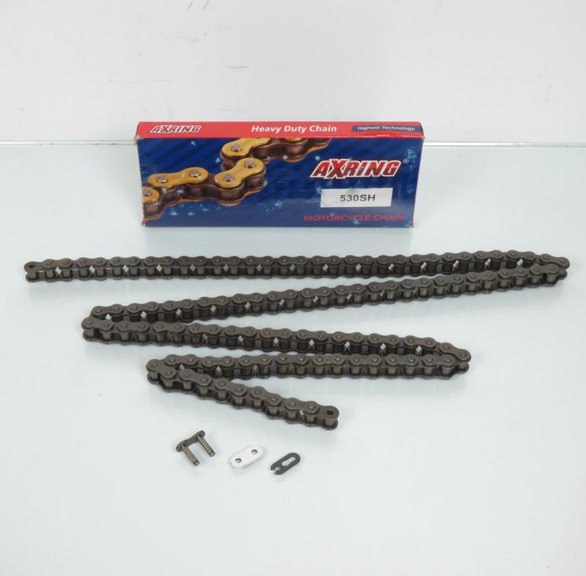 Chaîne de transmission hyper renforcée 110 maillons Pas 530 Axring pour moto