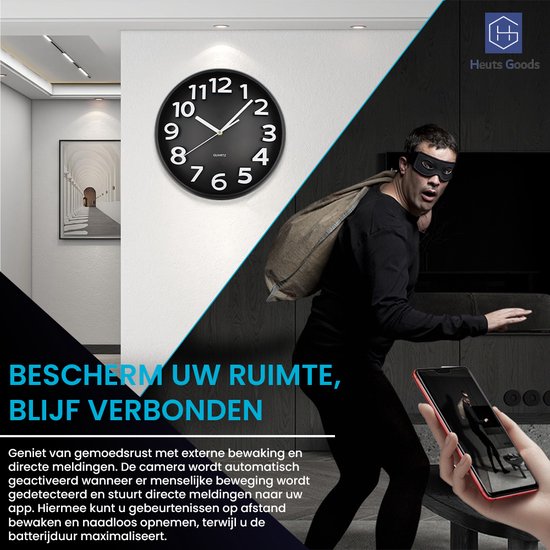 Horloge Murale Caméra Espion FHD 1080P Mouvement WiFi