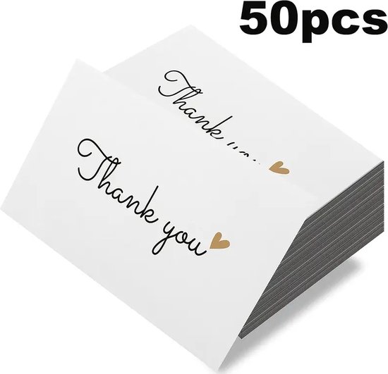 Bedankt Kaartjes Set - Thank You Cards - 50 stuks - Kleine onderneming - Pakket verzend kaartjes - 90 x 54 mm