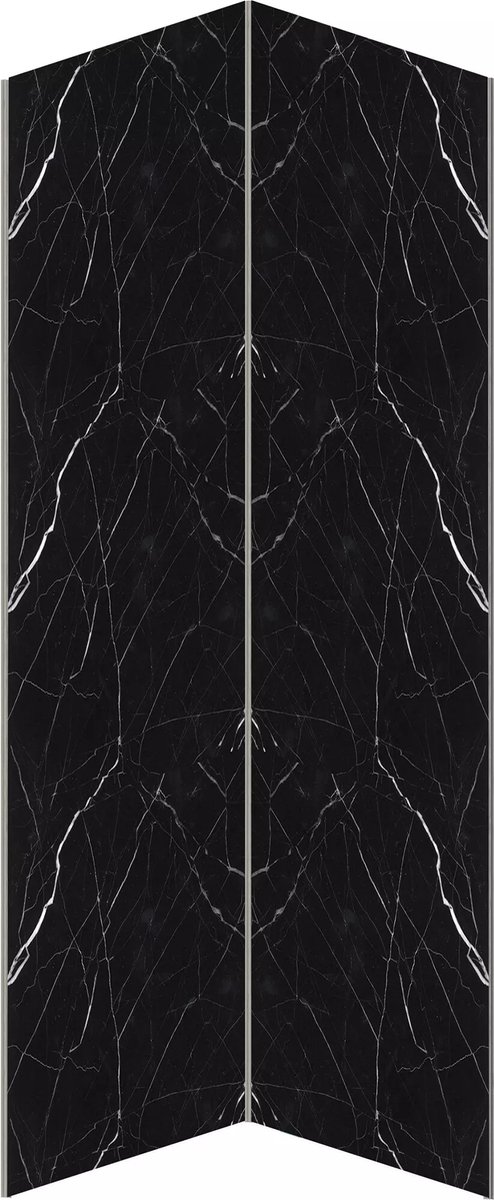 Vente-unique Set van 2 douchewandpanelen met marmereffect van aluminium met profielen - 2
