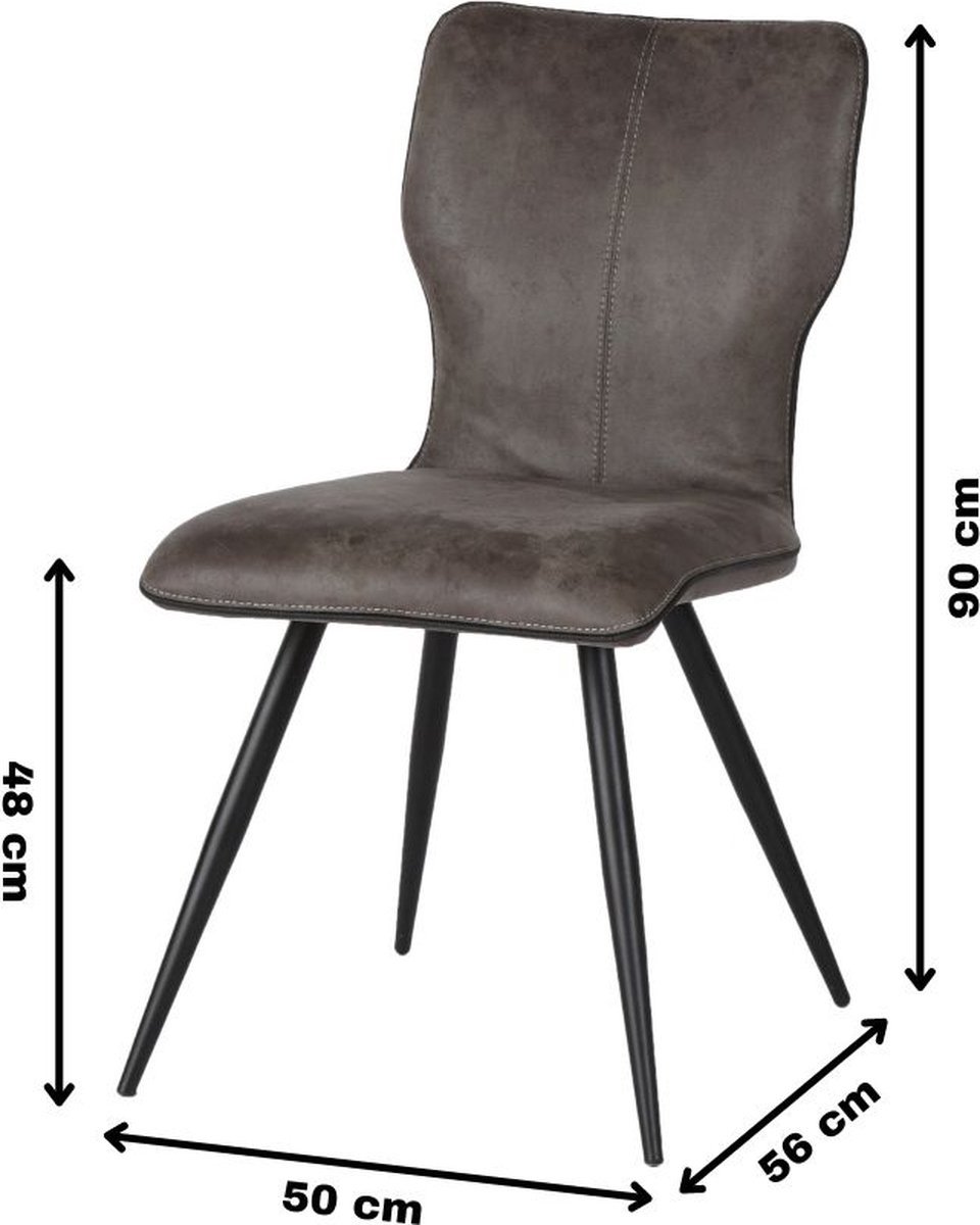 WAYS. – Stijlvolle eetkamerstoelen – Grijs – Modern en comfortabel design – Houten poten – 6 stuks