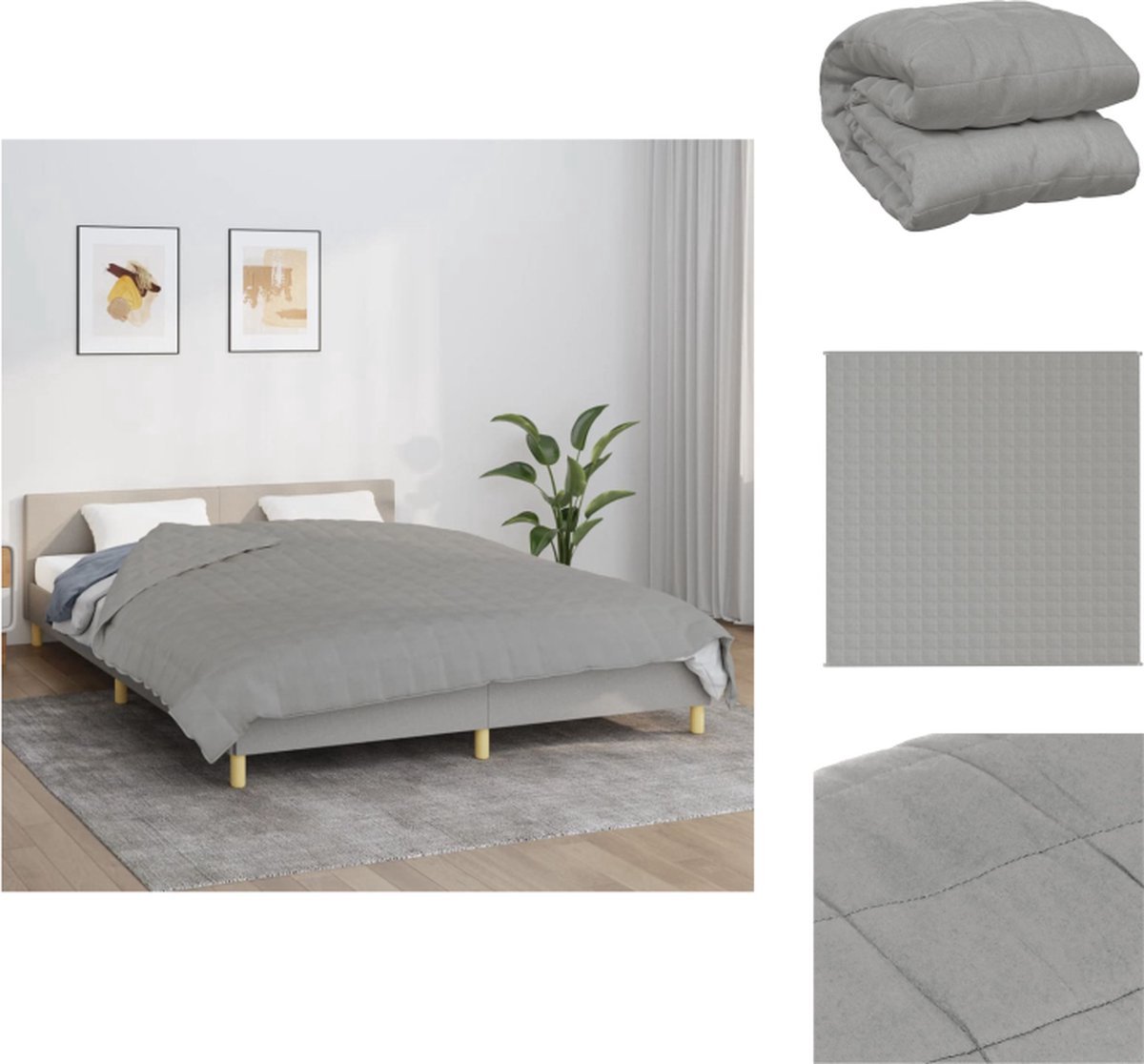 vidaXL - Verzwaringsdeken - 200x200 - cm - 9 - kg - stof - grijs