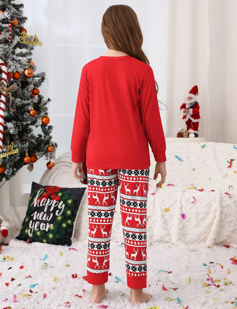 Kerstpyjama voor gezinnen, kerstpyjamaset, lange mouwen, tweedelige
