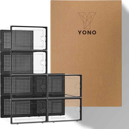 YONO Sneakerbox Set de 6 - Système de Rangement Chaussures pour femmes - Organisateur de Boîte à Chaussures - Étagère à Chaussures avec Porte - Transparent - 6 Pièces