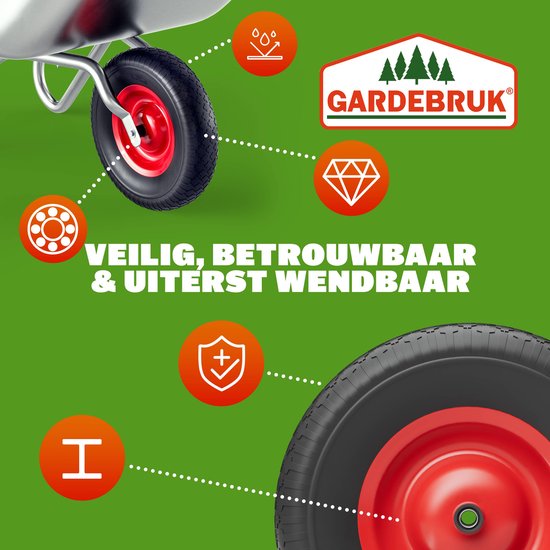 Gardebruk Kruiwagenwiel - met As/Luchtband - Ø 390mm 95 mm Breed van Gardebruk — afbeelding 2